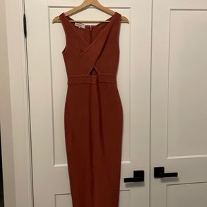 Rust coloured midi bandage dress by House of CB, worn once